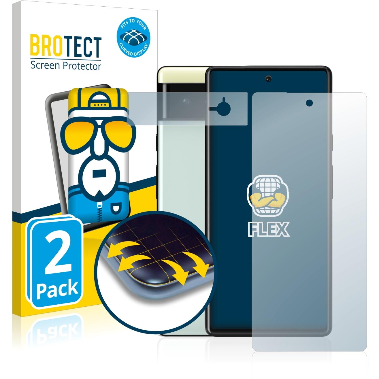 BROTECT Full-Cover Displayschutz (2 Stück, Google Pixel 6), Smartphone Schutzfolie, Transparent