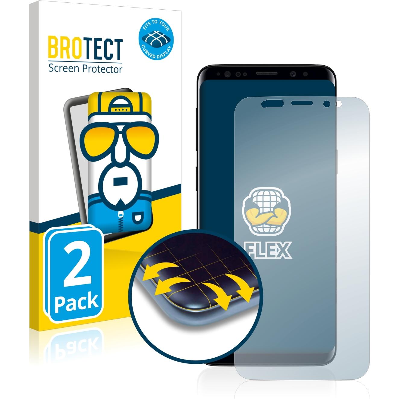 BROTECT Full-Cover Displayschutz (2 Stück, Samsung Galaxy S9), Smartphone Schutzfolie, Transparent