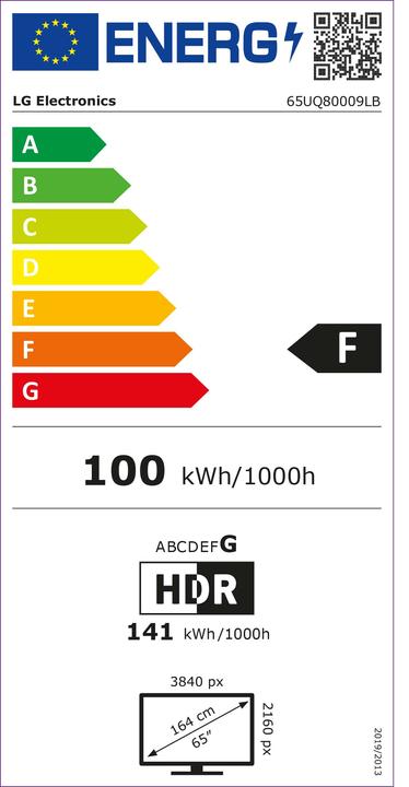Energy Label LG 65UQ80009LB (65", UQ80, LED, 4K, 2022)