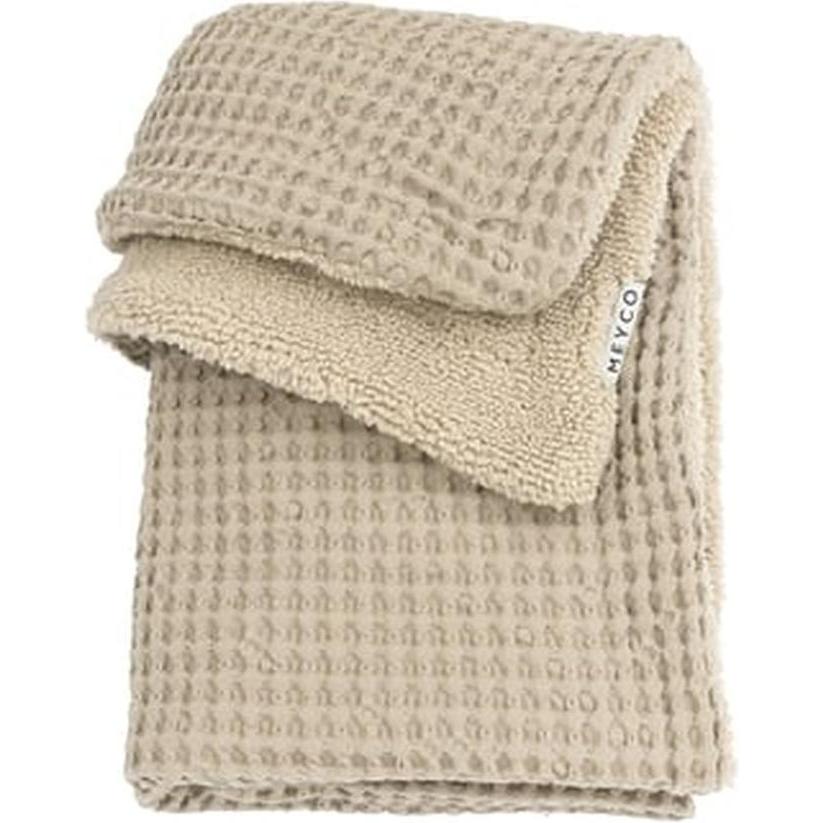 Meyco, Copertina Bebè, Coperta Per Neonati Waffle Teddy - Sabbia (100 X 75 Cm)