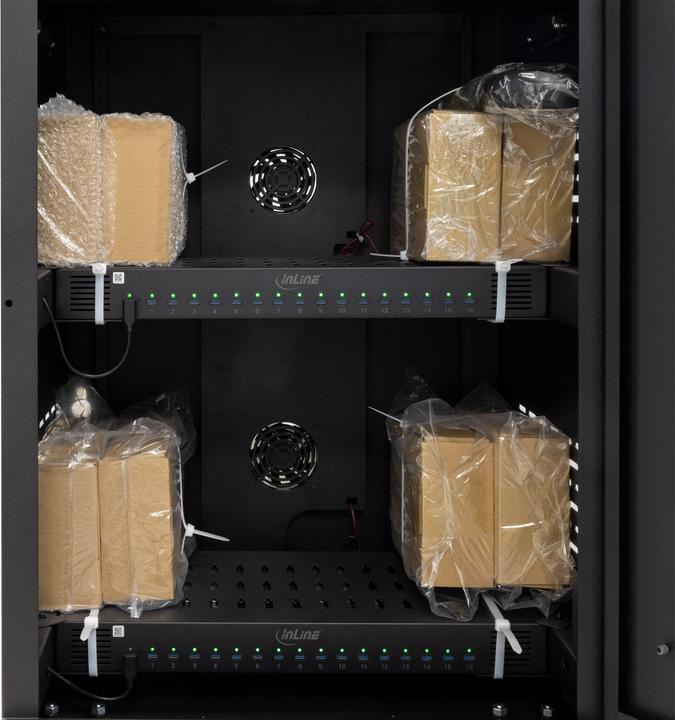 Immagine prodotto InLine ® mobiler Ladeschrank, 32x USB-C, 2000W, PD3, QC5, abschliessbar, schwarz (32 porte)