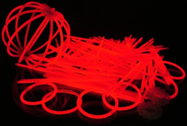 Produktbild Knicklichter 100 Arm in ROT inkl. hochflexiblen TopFlex Verbindern (100 Stück)