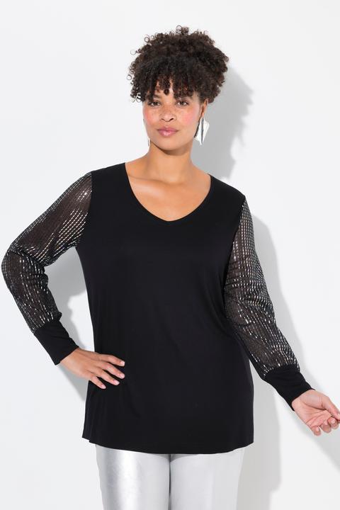Actual product image Miamoda T-Shirt, A-Linie, Glitzerjersey-Langarm (50)