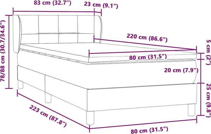 Actual product image vidaXL Boxspringbett (80 x 220 cm)