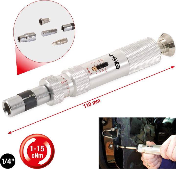 Actual product image KS Tools 1/4" ESD torque screwdriver micrometer scale, scale (mech.), 1-15 cNm (1/4", 1 Nm, 15 Nm)