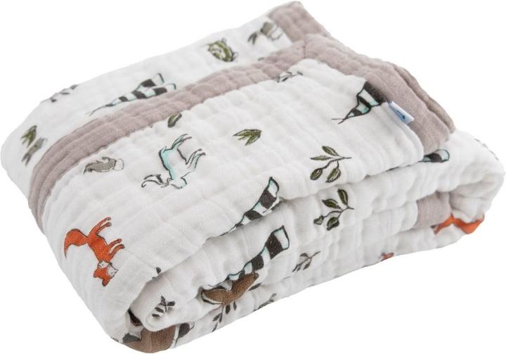Actual product image little unicorn Cotton Muslin Baby Blanket - Forest Friends (120 x 120 cm)