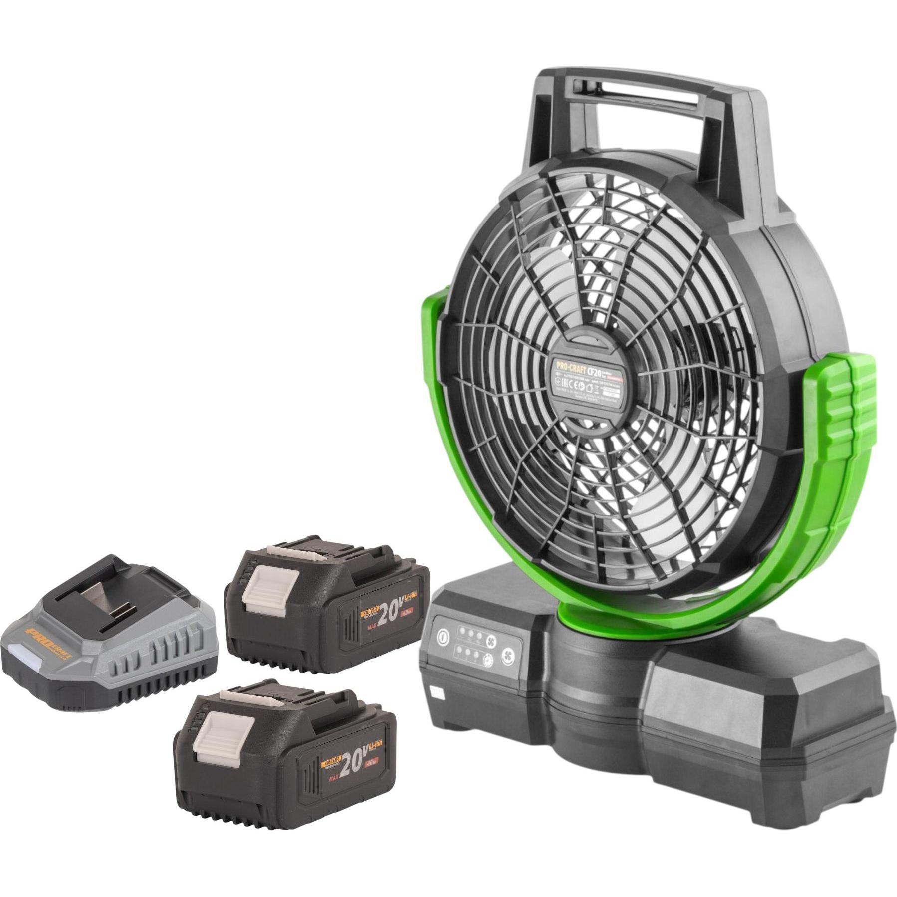 Procraft CF20bb Akku Ventilator 20 V 235 mm + 2x Akku 4,0 Ah + Ladegerät, Ventilatore