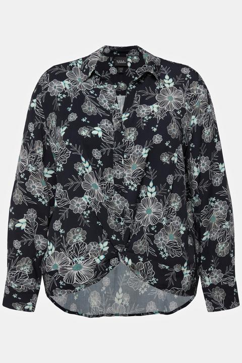 Immagine prodotto Ulla Popken Camicia con stampa floreale, colletto da camicia e maniche lunghe (60)