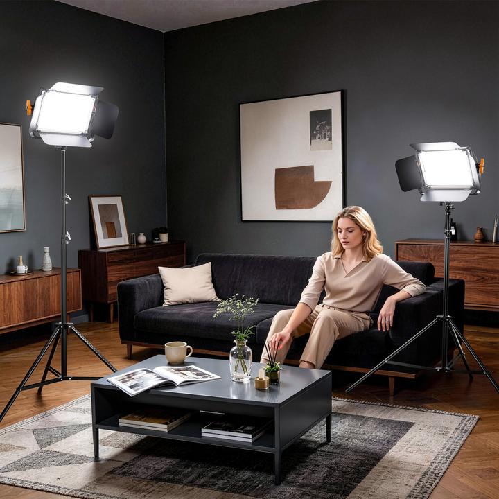 Produktbild Walimex pro LED Niova 600 Daylight und Stativ 2er Set Lichtstativ Flächenleuchte (Flächenleuchte)