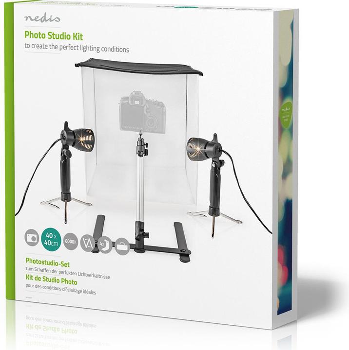 Produktbild Nedis Foto Studio Kit | 400 lm | Faltbar | Hintergründe inkl. | Tragetasche enthalten | Schwarz (Faltreflektor, 43 cm)