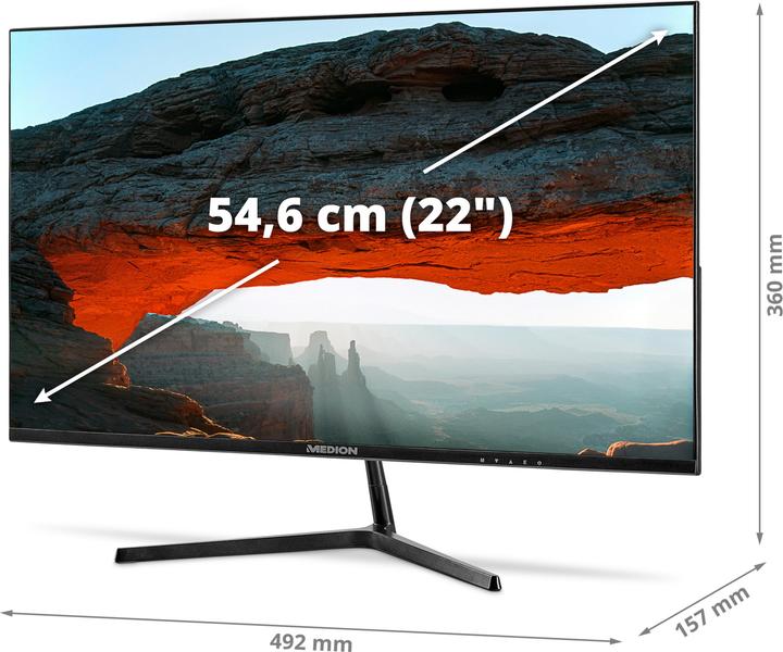 Produktbild Medion AKOYA® P52218 (MD 20150) WIDESCREEN MONITOR 54,6 cm (22"), Full HD Display, HDMI und rahmenloses De (1920 x 1080 Pixel, 22")