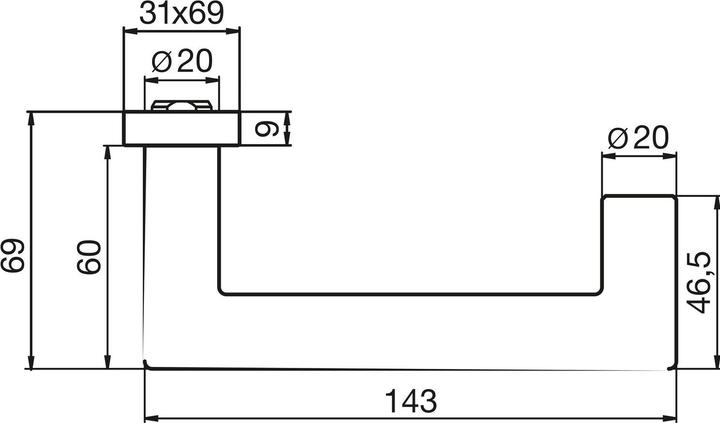 Productafbeelding Ogro PREMIUM 8907 Krukgatdeel - zonder rozet, FS, 20,0 mm, mat roestvrij staal (Deurgreep)