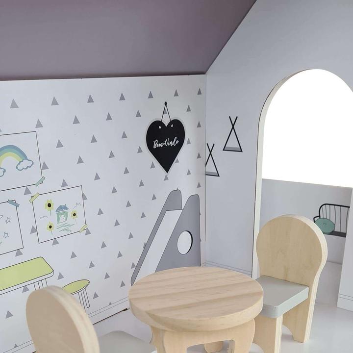 Actual product image Coemo Puppenhaus Anna Puppenstube komplett möbliert Puppen 3 Etagen mit Einrichtung