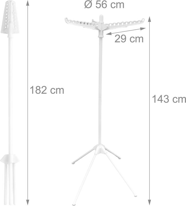 Produktbild Relaxdays - Bügelwäscheständer für 27 Kleiderbügel, Weiss, 143 x 56 cm