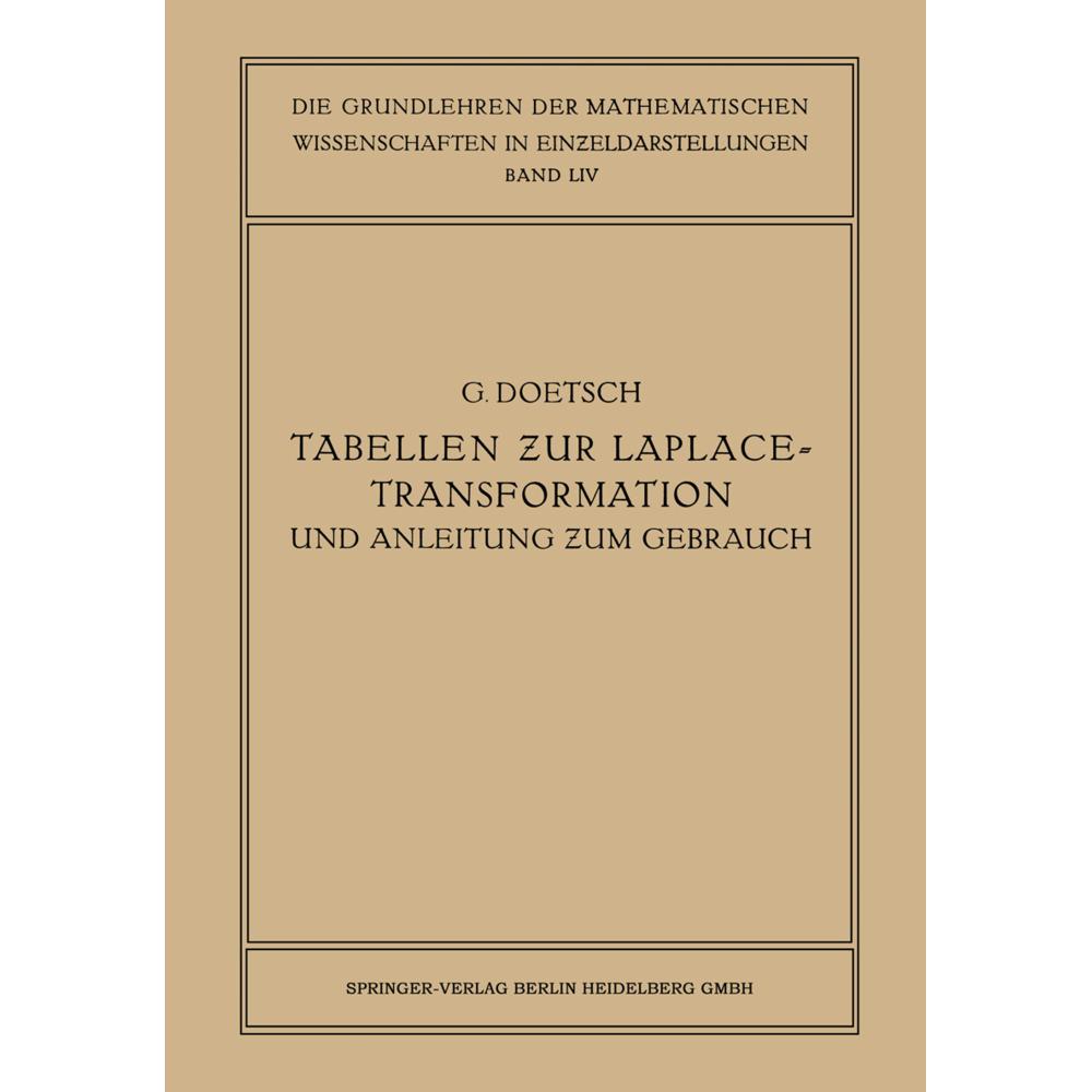 Tabellen zur Laplace-Transformation und Anleitung zum Gebrauch, Fachbücher