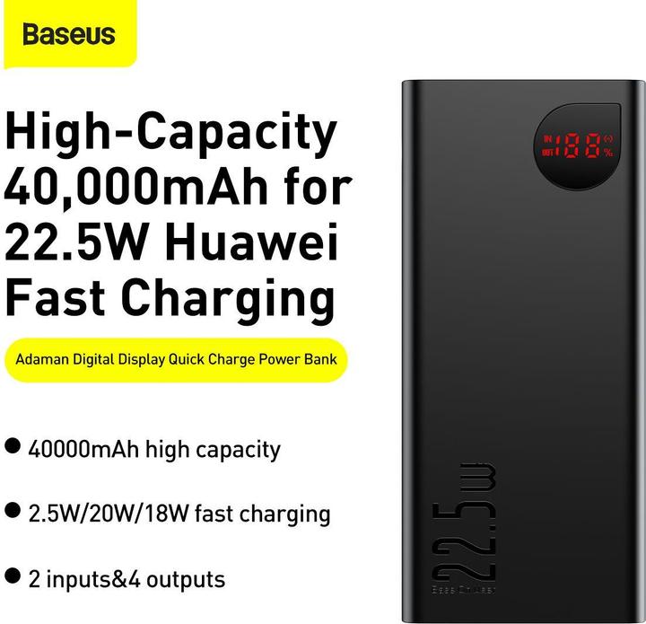 Actual product image Baseus Adaman Digital Display (40000 mAh, 22.50 W, 148 Wh)