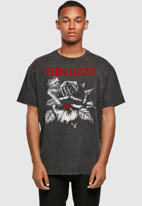 Produktbild Merchcode Thin Lizzy - Rose Color Logo Acid Washed Oversize Tee - 160127 (M)