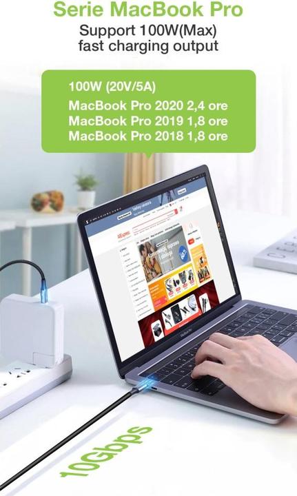 Produktbild Techly USB3.2 Gen.2 Kabel Stecker Typ-C - Stecker USB Typ-C Schwarz 1m (1 m, USB 3.2 Gen 1, 100 W)