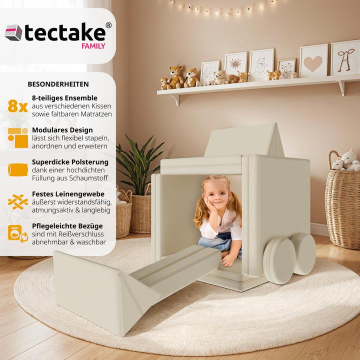 Immagine prodotto tectake Divano da gioco Lilly, 8 pezzi, con funzione letto (Divano per bambini)