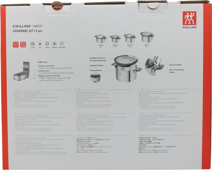 Produktbild Zwilling 1009149 Simplify Edelstahl-Kochtopfset (Pfannenset + Topfset, Edelstahl, 16 x 40.30 cm)