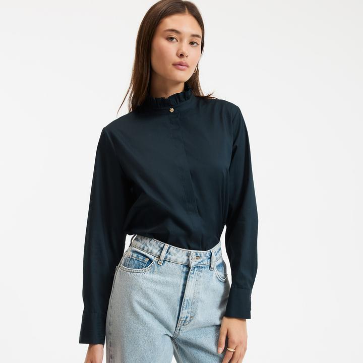 Immagine prodotto La Redoute Collections Langärmelige Bluse mit gerüschtem Stehkragen (48)