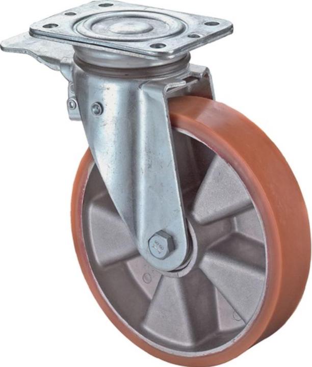 Actual product image BS Rollen Swivel castor with total stop wheel dm 160 mm load cap. 600 kg with screw-on plate ball bearings...