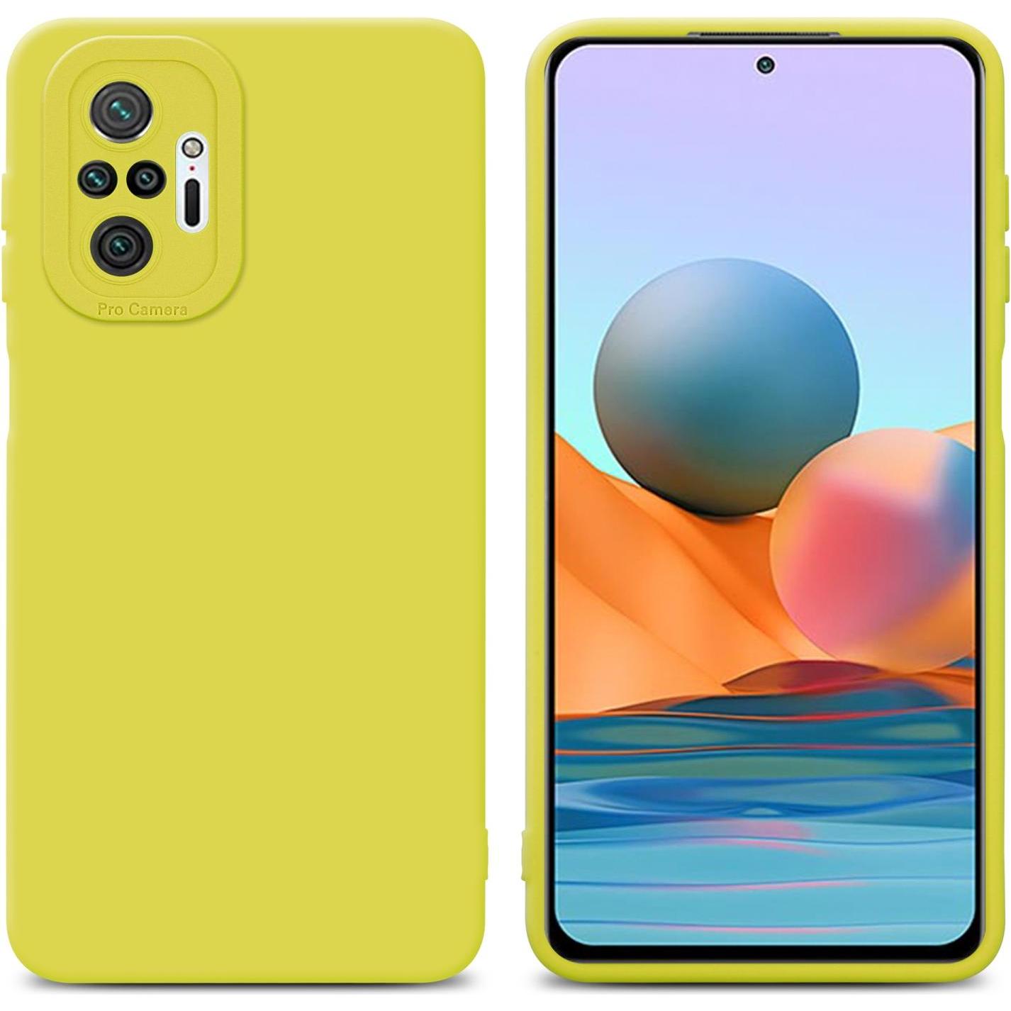 Cadorabo Hülle für Xiaomi RedMi NOTE 10 PRO im TPU Fluid LM162 Style (Xiaomi Redmi Note 10 Pro), Smartphone Hülle, Gelb