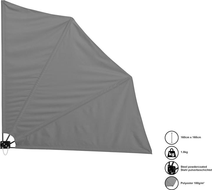 Produktbild Casa.Pro Wandklappschirm Zele 160x160 cm Grau (1.60 m)