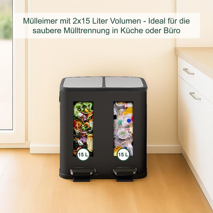 Immagine prodotto Relaxdays Mülleimer Küche 2x 15 Liter (30 l)