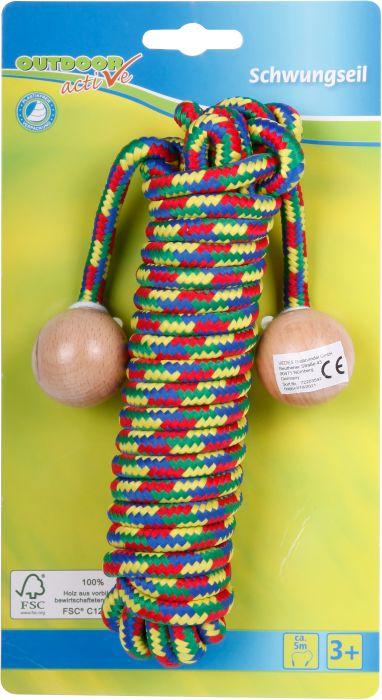 Outdoor Active OA Corde d'élan avec boules en bois, longueur 5m
