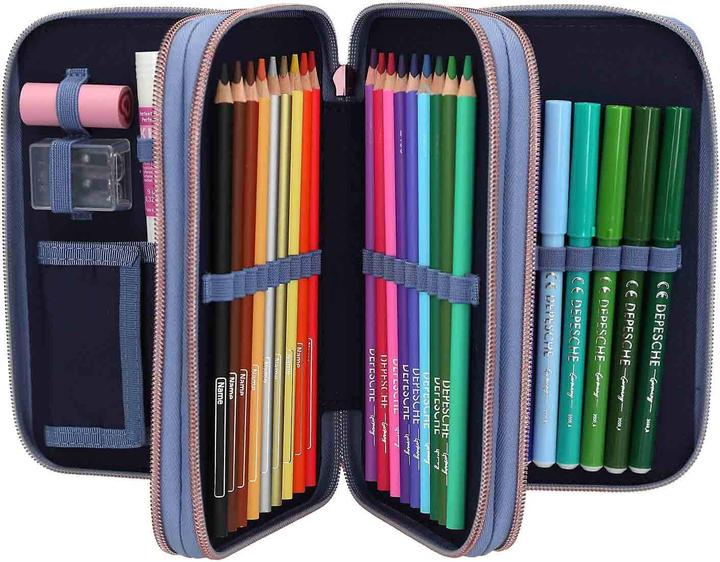 Actual product image Magni Depesche TOPModel pencil case LED WOLF 3-compartment filled 7,5x13x20cm