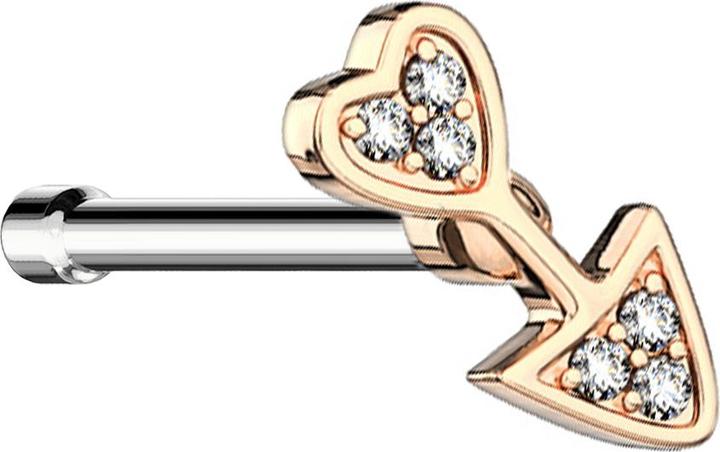 Immagine prodotto Star Piercing Nasenstecker gerade rosegold Pfeil mit Herz (Ottone, Acciaio chirurgico 316L)