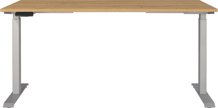Actual product image Germania JET height-adjustable desk grandson oak rectangular, T-leg frame silver 160.0 x (160 x 80 x 72 cm)
