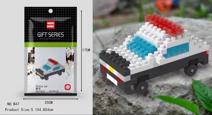 Actual product image Tinisu Polizei Auto Figur Bausteine Modell LNO Micro-Bricks