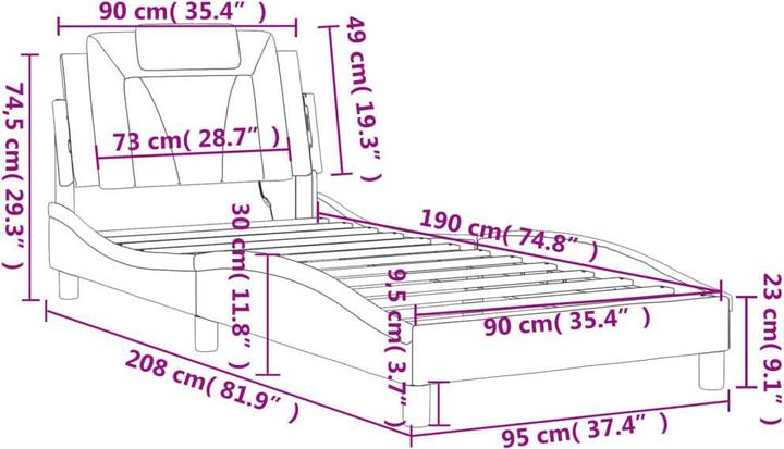Actual product image vidaXL Bettgestell (90 x 190 cm)