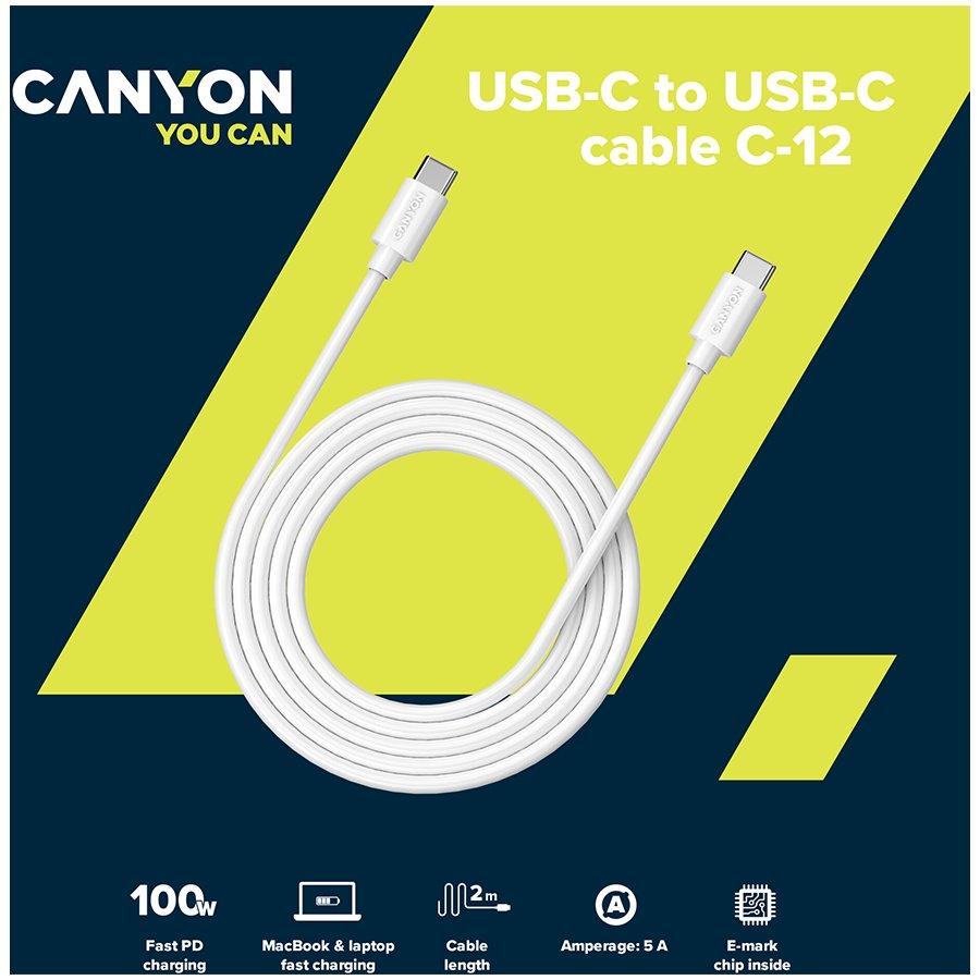 Thumbnail - Canyon Kabel C-12 USB-C auf USB-C (2 m, USB 2.0), USB Kabel