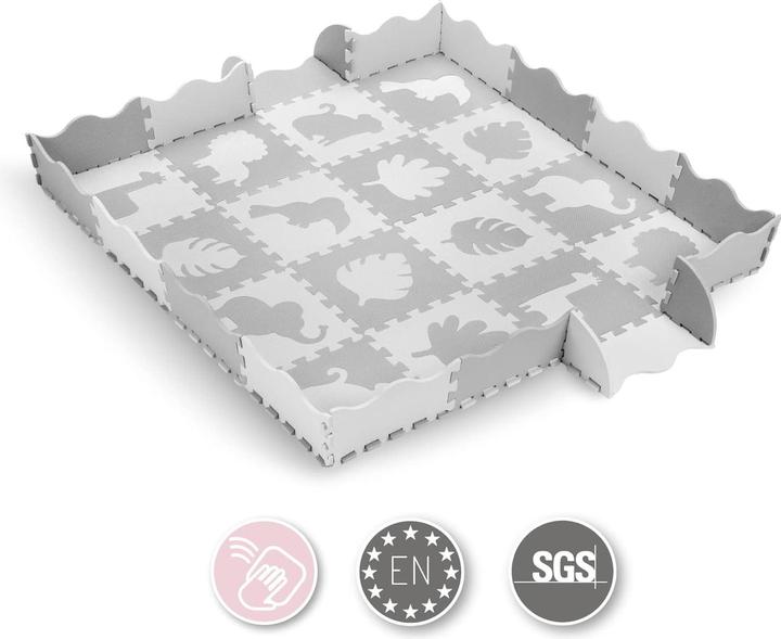 Image du produit Milkii Spielmatte Puzzle aus Eva-Schaumstoff, 16 Teile je 30 x 30 cm, Safari (150 x 150 cm)