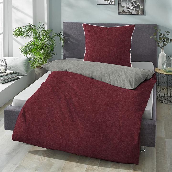 Produktbild Biberna Melange Flanell Wendebettwäsche 840500 (Bettwäsche Set, 155 x 220 cm, 80 x 80 cm)