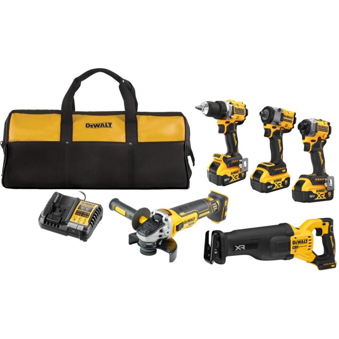 DeWalt, Set di utensili elettrici, power tool 5 kit DCK509P3 3X5AH CHARGER softbag