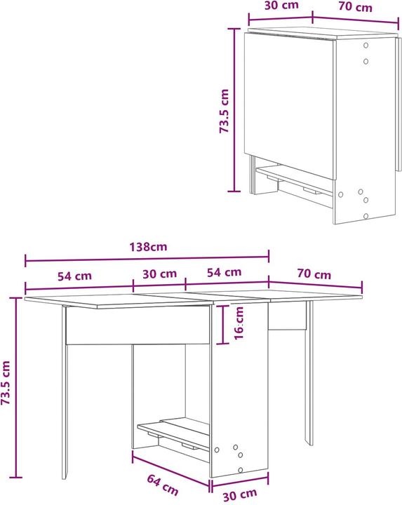 Produktbild vidaXL Moderner Esstisch (138 x 70 x 73.50 cm)