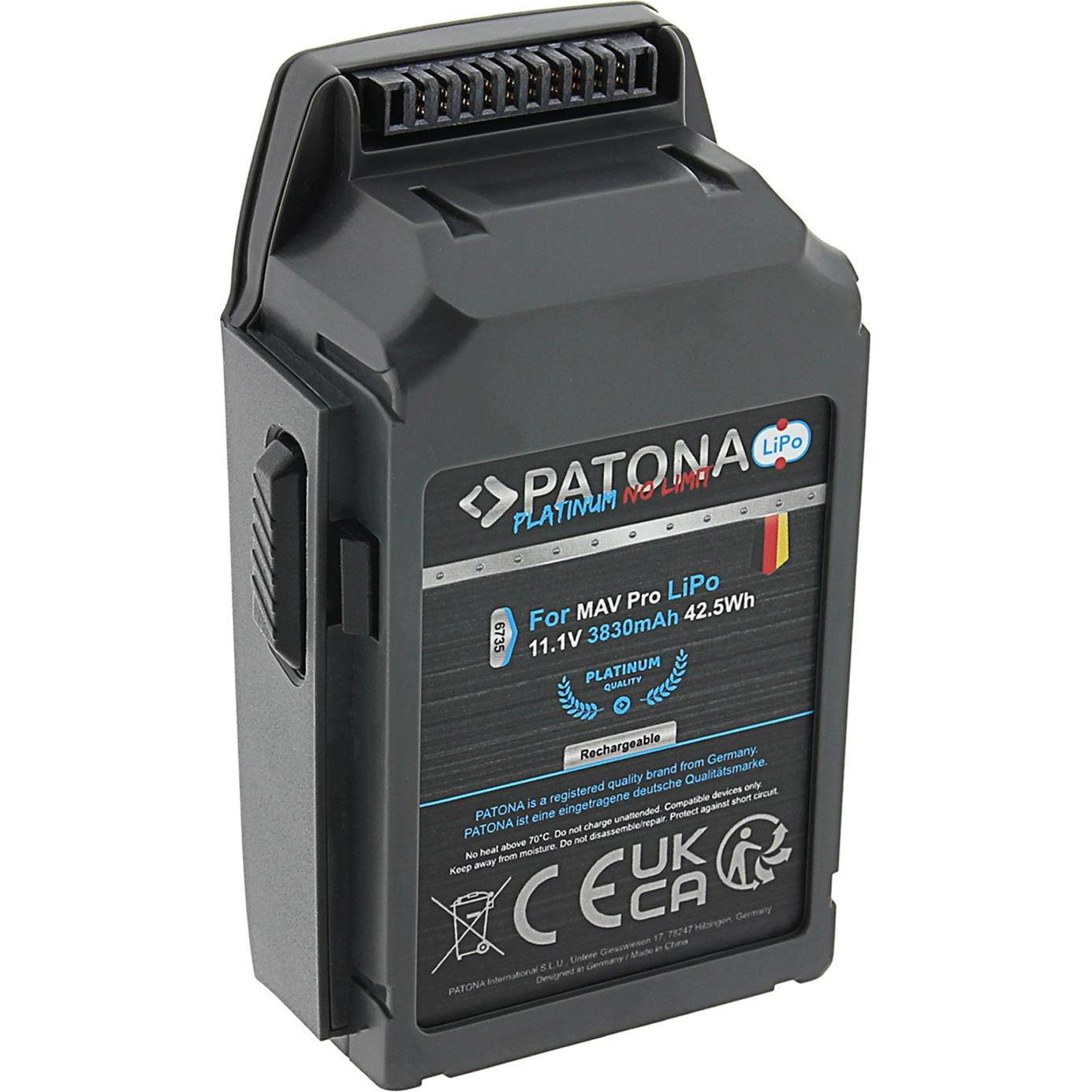 Patona Platinum (Batteria del drone, DJI Mavic Pro, DJI Mavic Pro Platinum, DJI Mavic), Accessori per droni, Grigio