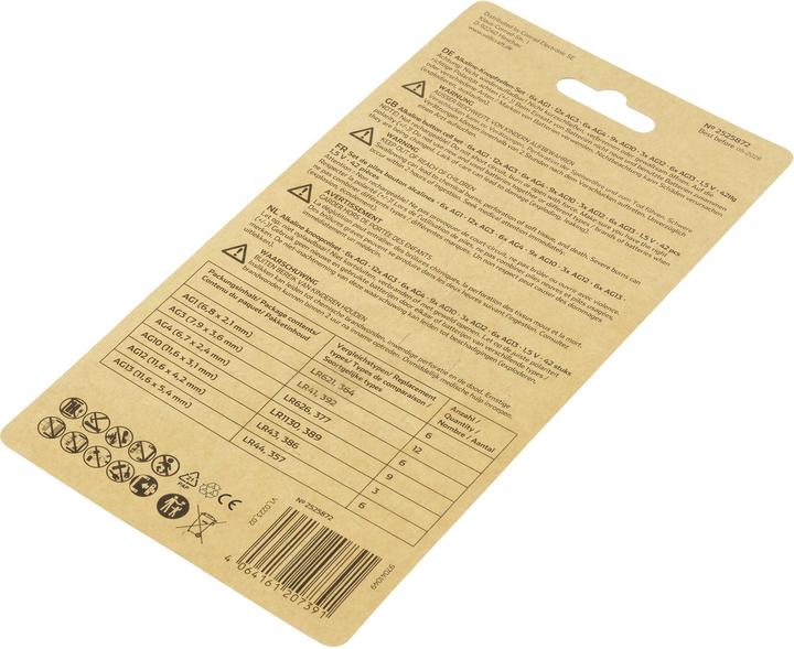 Productafbeelding Voltcraft Knoopcelset 6 x AG1, 12 x AG3, 6 x AG4, 9 x AG10, 3 x AG12, 6 (42 Pcs., A10, AG1, AG12, LR41, LR44, LR66)