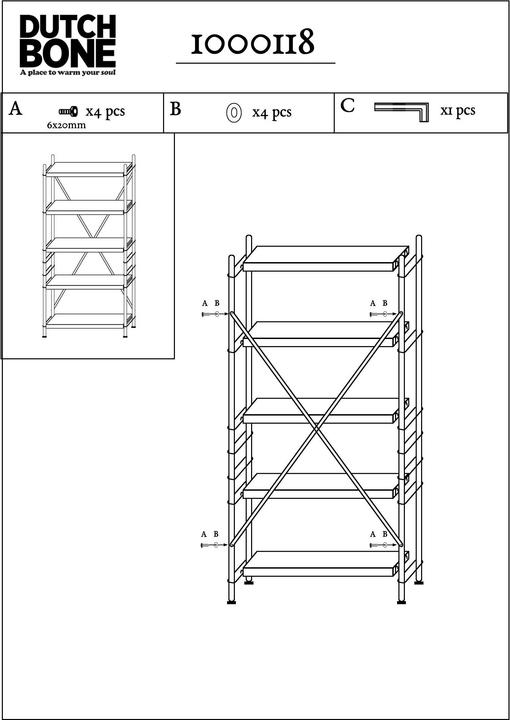 Image du produit Dutchbone Iron Shelf Beige Haute (90 x 36 x 180 cm)