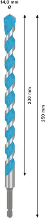 Produktbild Bosch Professional Zubehör Expert HEX-9 Multi Construction Bohrer, 14 x 200 x 250 mm (14 Millimeter, 14.00 Millimeter)