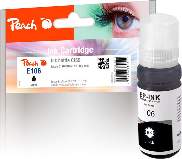 Actual product image Peach Ink Epson 106 (C13T00R140) Black (FC)