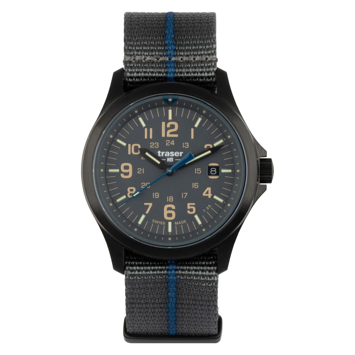 Traser, Armbanduhr, 111071, Grau, Blau, Schwarz, (Analoguhr, Swiss Made, 42 mm)