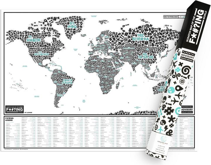 Scratch Map of the F#?ing world (82 x 58 cm)