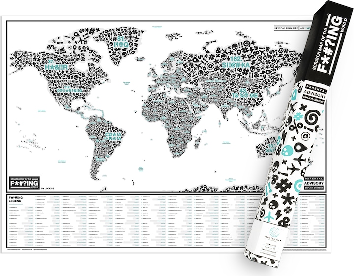 Scratch Map of the F#?ing world (82 x 58 cm)