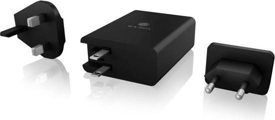 Produktbild Icy Box USB Power Delivery Netzteil, 100 Watt, 2x Type-C®, 2x Type-A, EU, UK, US Stecker (100 W, 2 Ports)