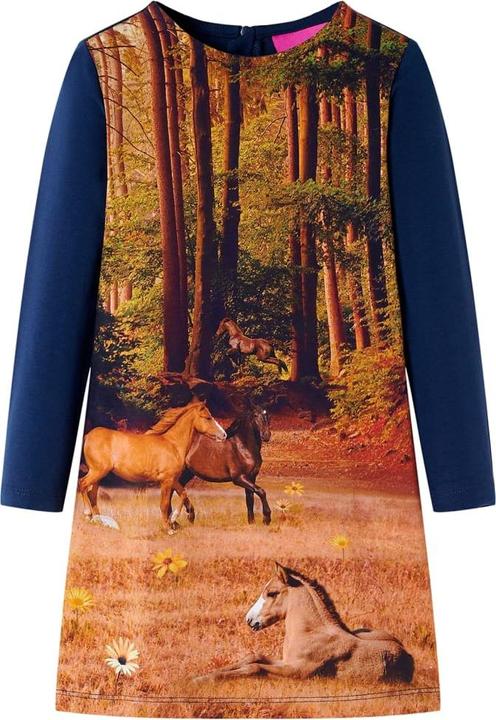 Image du produit VidaXL Robe enfant manches longues bleu marine 116,Matériau de la robe (116)